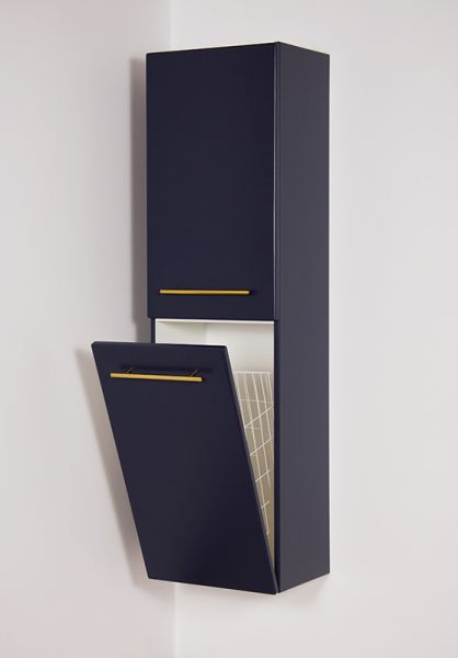 Badschrank. Belli, Hochschrank, inkl. Wäschekorb, Marineblau matt (BL4049-WK)
