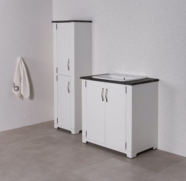 Badmöbelset ANTIC 80 cm inkl. Hochschrank, weiß