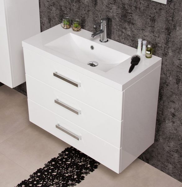 Badmöbel Genua, Breite 80 cm, weiß glänzend (GE8347)