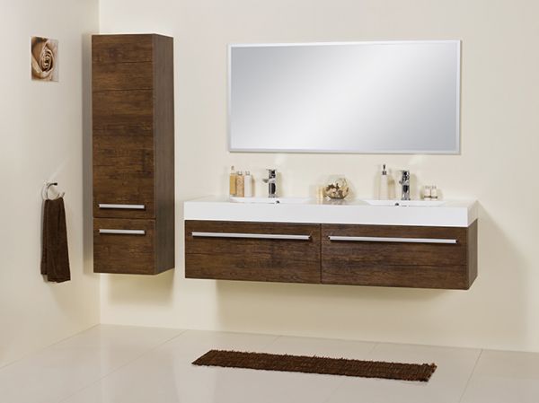 Doppelwaschplatz Zeno, Breite 160 cm, Holzdekor antik, ZE1650-D-2S