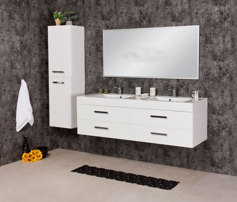 Doppelwaschtisch ARUVA 160 cm, weiß glänzend