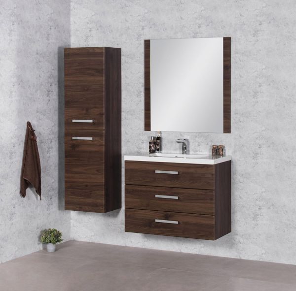 Quentis Waschplatz Genua, Breite 80 cm, nussbaum, Waschbeckenunterschrank montiert (GE803OR)