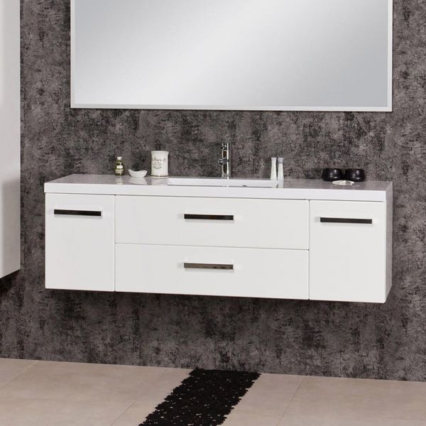 Badmöbelset GENUA, Breite 140 cm, weiß glänzend (GE4247)