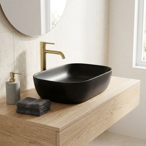 Aufsatzbecken Keramik PREMIUM 46, schwarz matt
