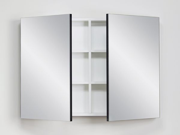 Spiegelschrank Breite 90 cm, schwarz glänzend, montagefertig