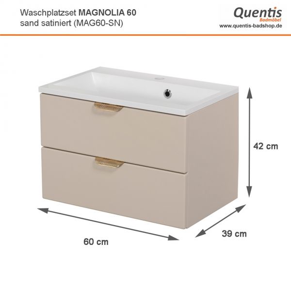 Quentis Badmöbel Magnolia 60 cm, sand satiniert (MAG60-SN)