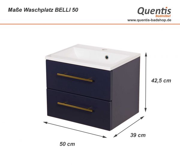 Maß Waschplatz Belli, Breite 50 cm, Marineblau matt (BL5049)
