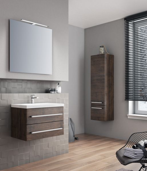 Badmöbel GENUA 80 cm, Holzdekor antik, Waschtisch mit Unterschrank montiert