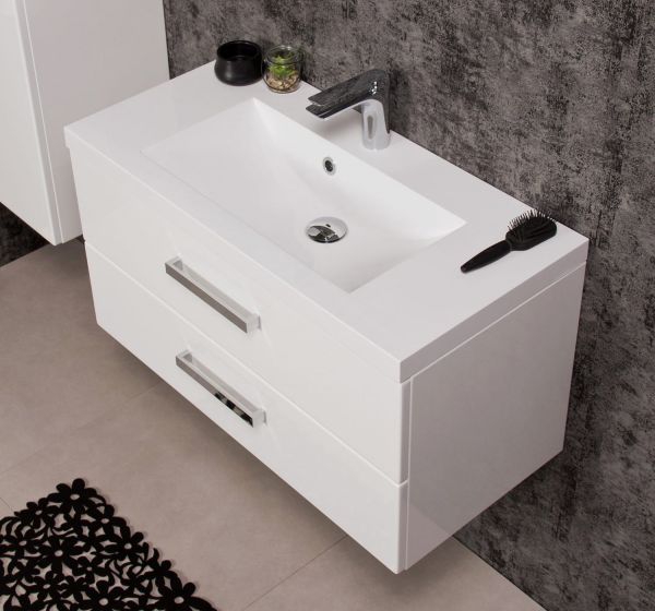 Badmöbel Genua, Breite 80 cm, weiß glänzend (GE8247)