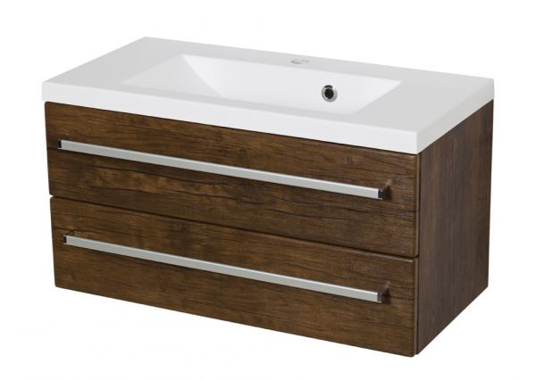 Badmöbel Genua, Breite 80 cm, Front und Korpus Holzdekor antik, GE8250Badmöbel Genua, Breite 80 cm, Holzdekor antik (GE8250)