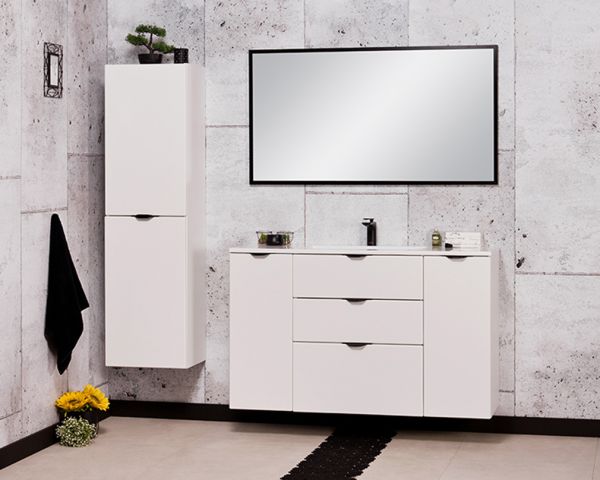 Badmöbel VICTOR 120 cm, Waschtischunterbau mit 3 Schubladen inkl. Waschtisch, weiß matt