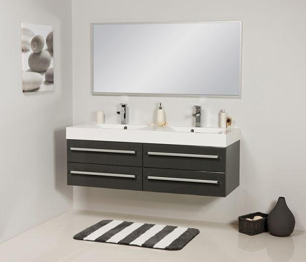 Doppelwaschplatz ARUVA 140 cm, grafitgrau (AR1456-D-4S)