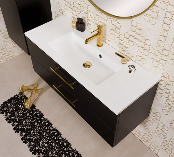 Waschplatz Belli, Breite 100 cm, schwarz matt, BL1048