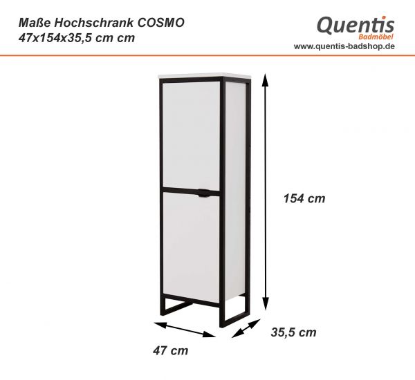 Badschrank COSMO , stehend, weiß/ schwarz