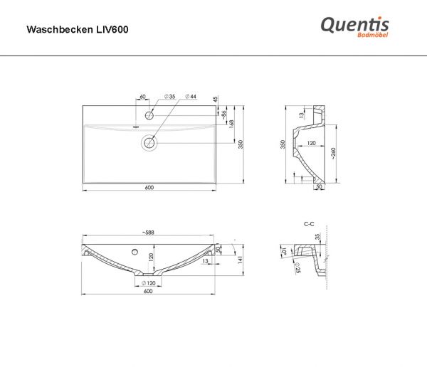 Badmöbel SUSAN, Breite 120 cm, Eiche, Waschtischunterbau montiert