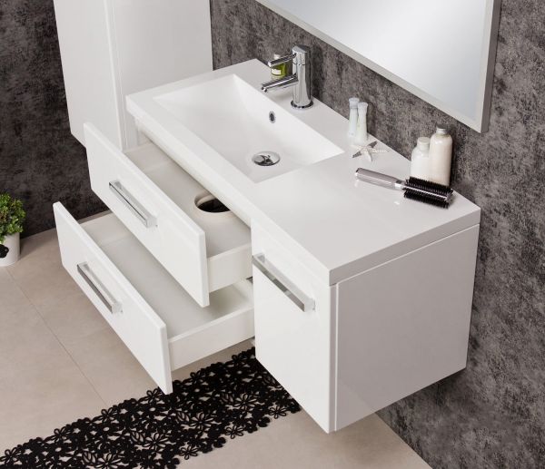 Waschplatz Genua Breite 90 cm, weiß glänzend (GE9247)