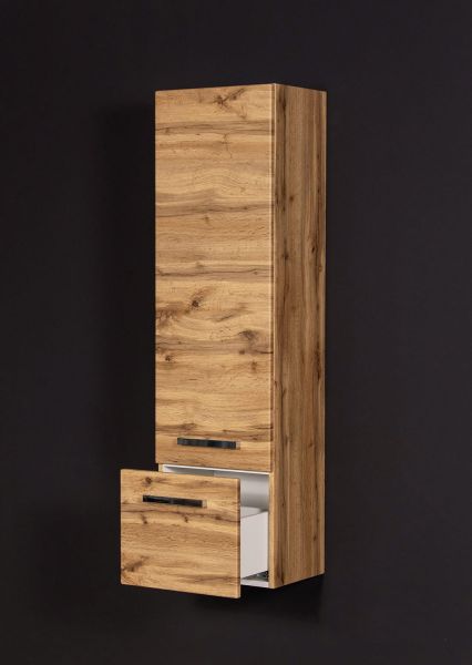 Badschrank, Hochschrank, 1 Türe, 1 Schublade, Eiche Natur