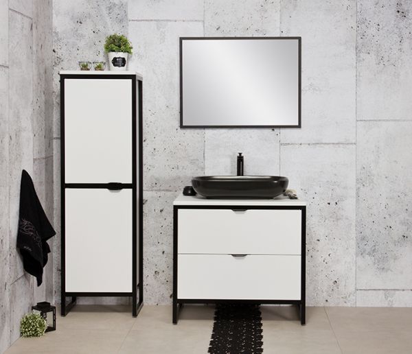 Badmöbel Cosmo, Breite 80 cm, Aufsatzbecken schwarz, CO8047-S