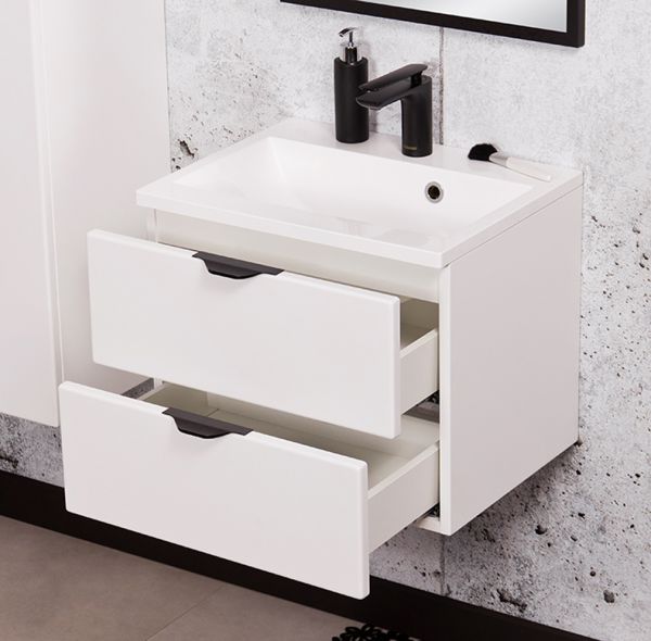 Badmöbelset VICTOR 50, 2 Schubladen, weiß matt (VIC50247)