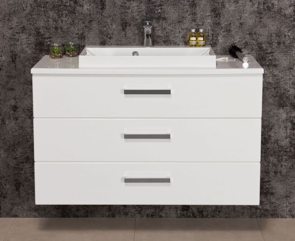 Badmöbel Susan, Breite 100 cm, weiß, Waschbeckenunterschrank montiert SN10347