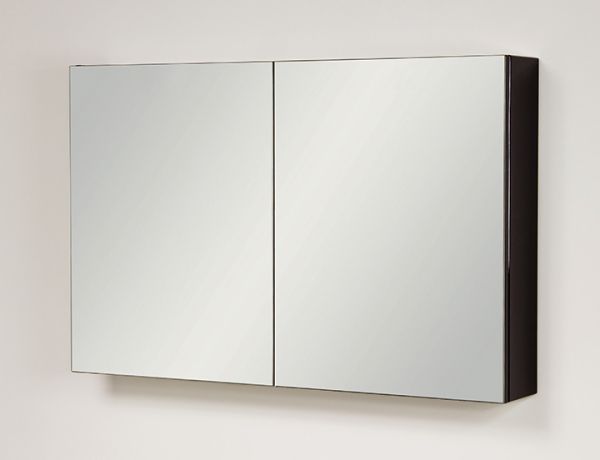 Spiegelschrank Breite 100 cm, schwarz glänzend, montiert