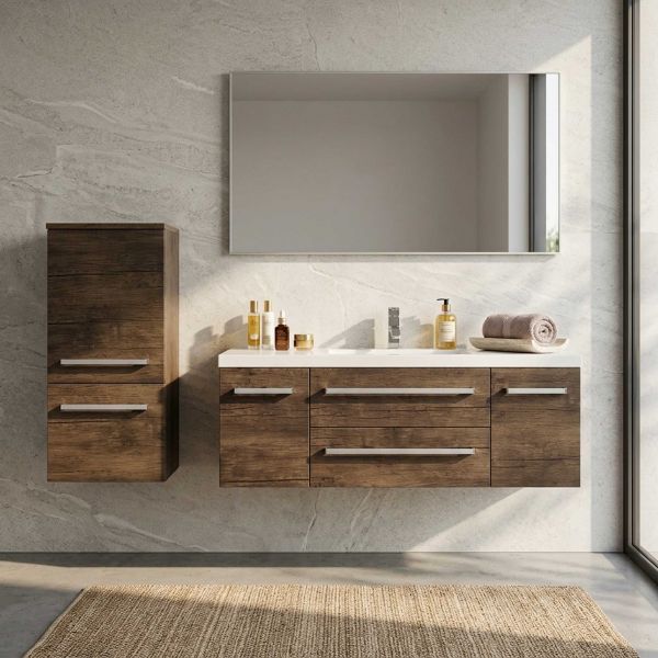 Badmöbel GENUA Breite 120 cm, Holzdekor antik