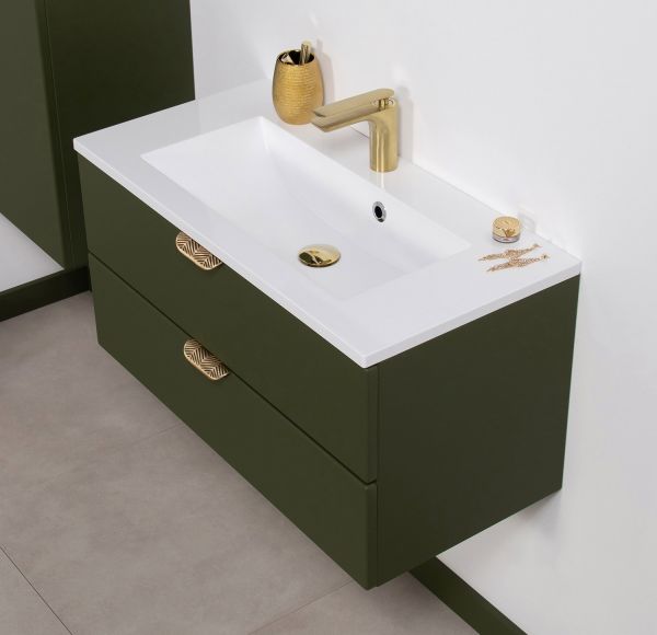 Quentis Badmoebel Set MAGNOLIA 80 cm olivgrün MAG80-OK