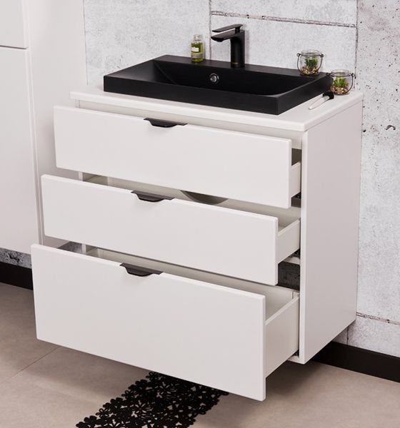 Badmöbel VICTA 80, Unterbau mit 3 Schubladen, seidenmatt weiß (Art.Nr. VIC80347-S)