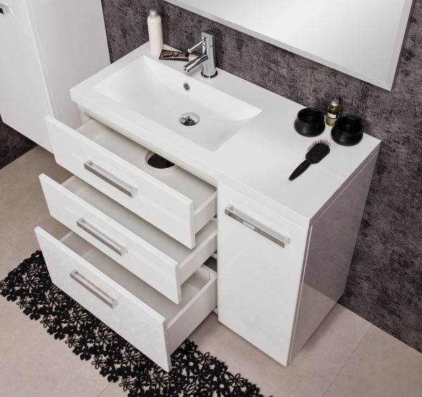 Waschplatz Genua Breite 90 cm, weiß glänzend (GE9347)