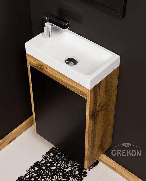 Badmöbel Guest 40, schwarz, Eiche Natur, GT4148-2