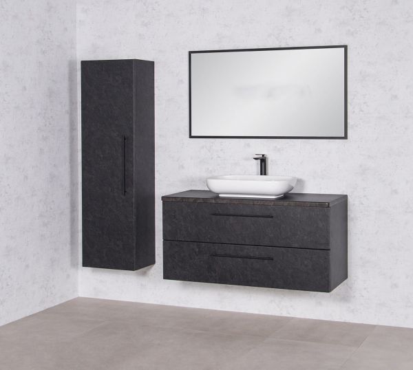 Badmöbel NOVARA 100 cm, Waschtischunterbau inkl. Aufsatzbecken, grafit