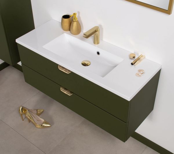 Quentis Badmöbel Magnolia, Breite 100 cm, olivgrün mattiert (MAG100-OK)