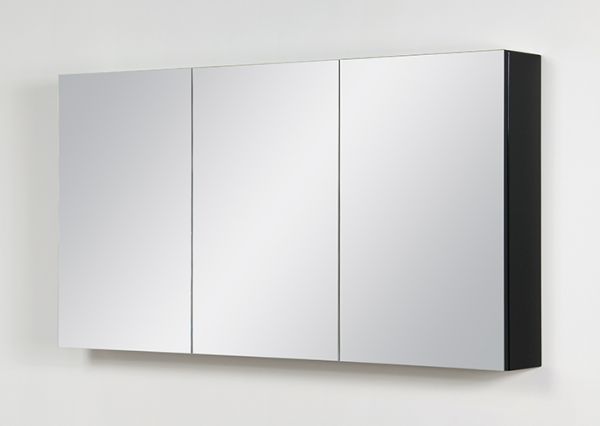Spiegelschrank Breite 120 cm schwarz glänzend montiert SPS12048