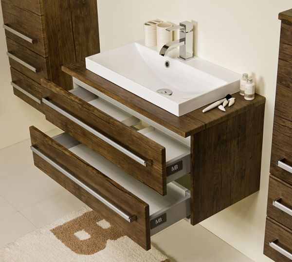 Badmöbel Susan, Breite 80 cm,cHolzdekor antik, SN8050-2S