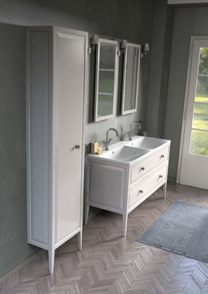 ORISTO-Waschtischunterbau Montebianco, weiß matt (OR47-SD2S-120-2), Doppelwaschtisch Amelia 80