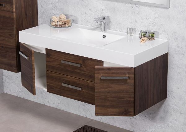 Quentis Badmöbel Zeno Breite 120 cm nussbaum Waschtischunterbau montiert (ZE12ORE)