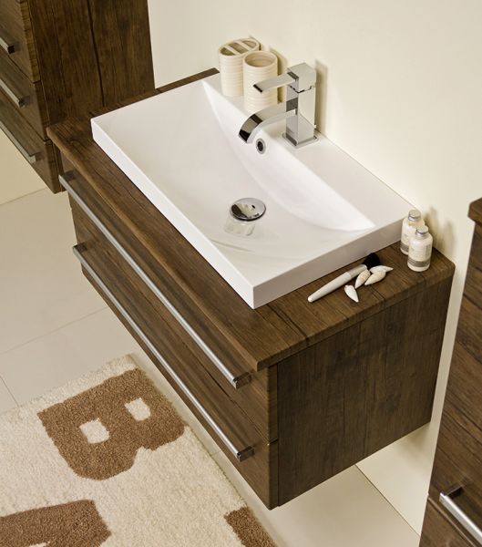 Badmöbel Susan 80 cm, Holzdekor antik, SN8050-2S