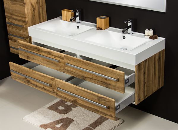 Doppelwaschplatz Zeno, Breite 140 cm, Eiche Natur, ZE1462-D-4S