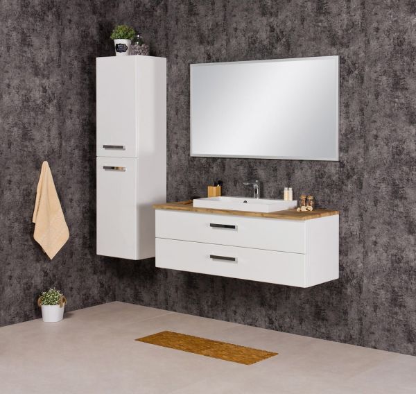 Badmöbel Susan, Breite 120 cm, 2 Schubladen, weiß/ eiche