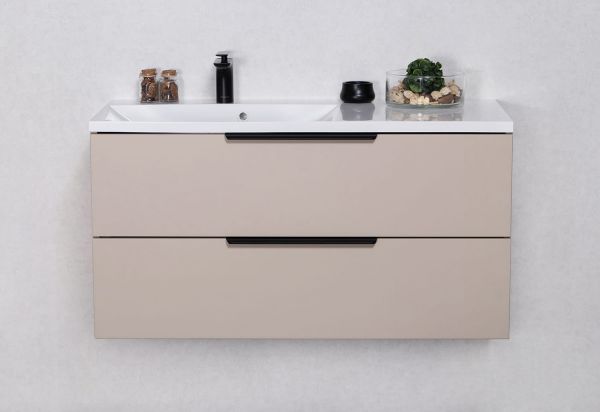 Badmöbel SYDNEY 100 cm, Macadamia matt, Waschtisch und Unterschrank (montiert)