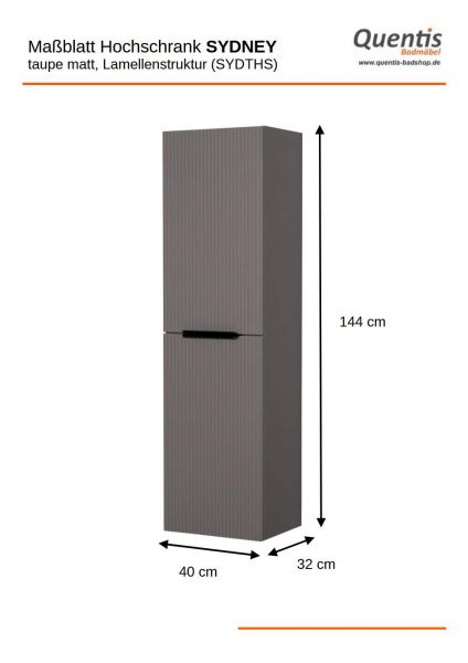 Badschrank Sydney Hochschrank 2 Türen, Taube matt SYDTHS