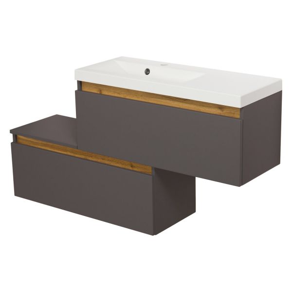 Quentis Badmöbel INTRA 90,SLIM LINE, grafitgrau matt, Unterschrank aufgebaut