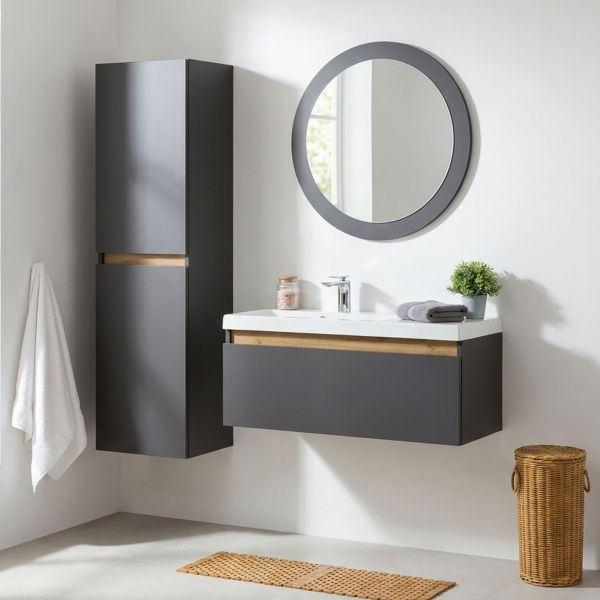 Badmöbel INTRA 90 SLIM LINE, optionales Zubehör Badhochschrank mit 2 Türen