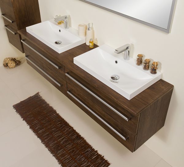 Badmöbelset SUSAN 160 cm – Doppelwaschtisch in Holzdekor Antik