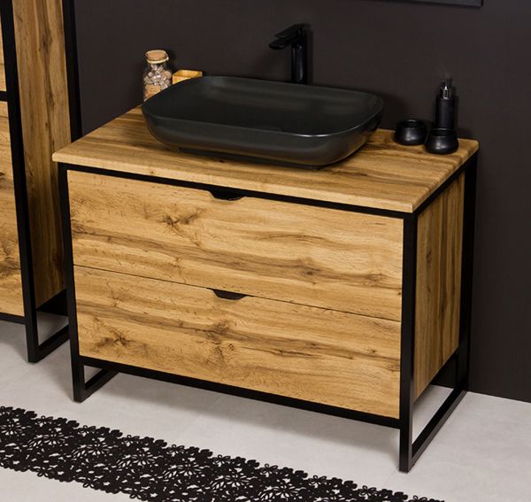 Badmöbel Cosmo, Breite 100 cm, Aufsatzbecken schwarz, CO1062-S