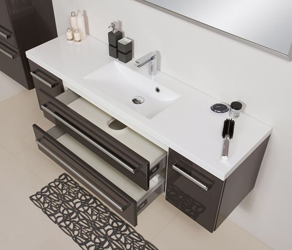 Badmöbel Genua, Breite 140 cm, Front und Korpus grafitgrau