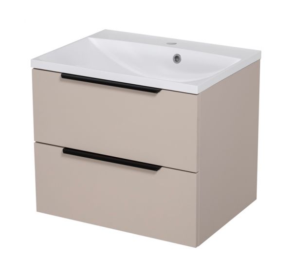 Badmöbel SYDNEY 60 cm, Macadamia matt, Waschtisch und Unterschrank (montiert)