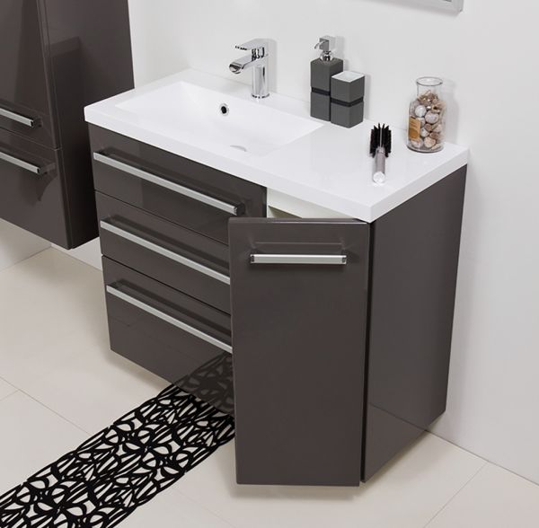 Waschplatz Genua Breite 90 cm, grafitgrau glänzend, GE9356