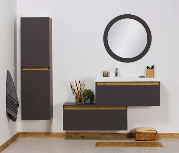 Badschrank INTRA Breite 40 cm, grafitgrau matt, vormontiert