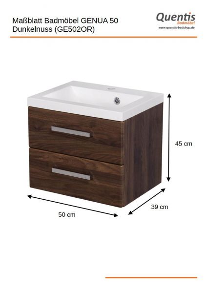 Badmöbel GENUA 50, Holzdekor Nussbaum (GE502OR)